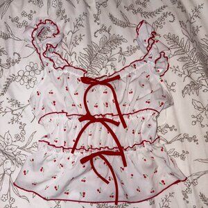 Women's Red and White Vest